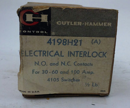 Cutler Hammer 4198H21 ELECTRICAL INTERLOCK -- for 30-60 & 100 Amp 4105 Switches