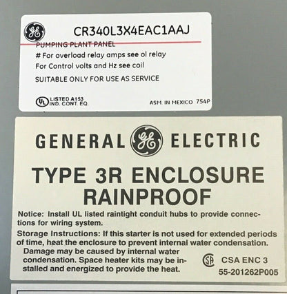 GENERAL ELECTRIC CR340L3X4EAC1AAJ PUMP PANEL NEMA 2 115-120V 3POLE