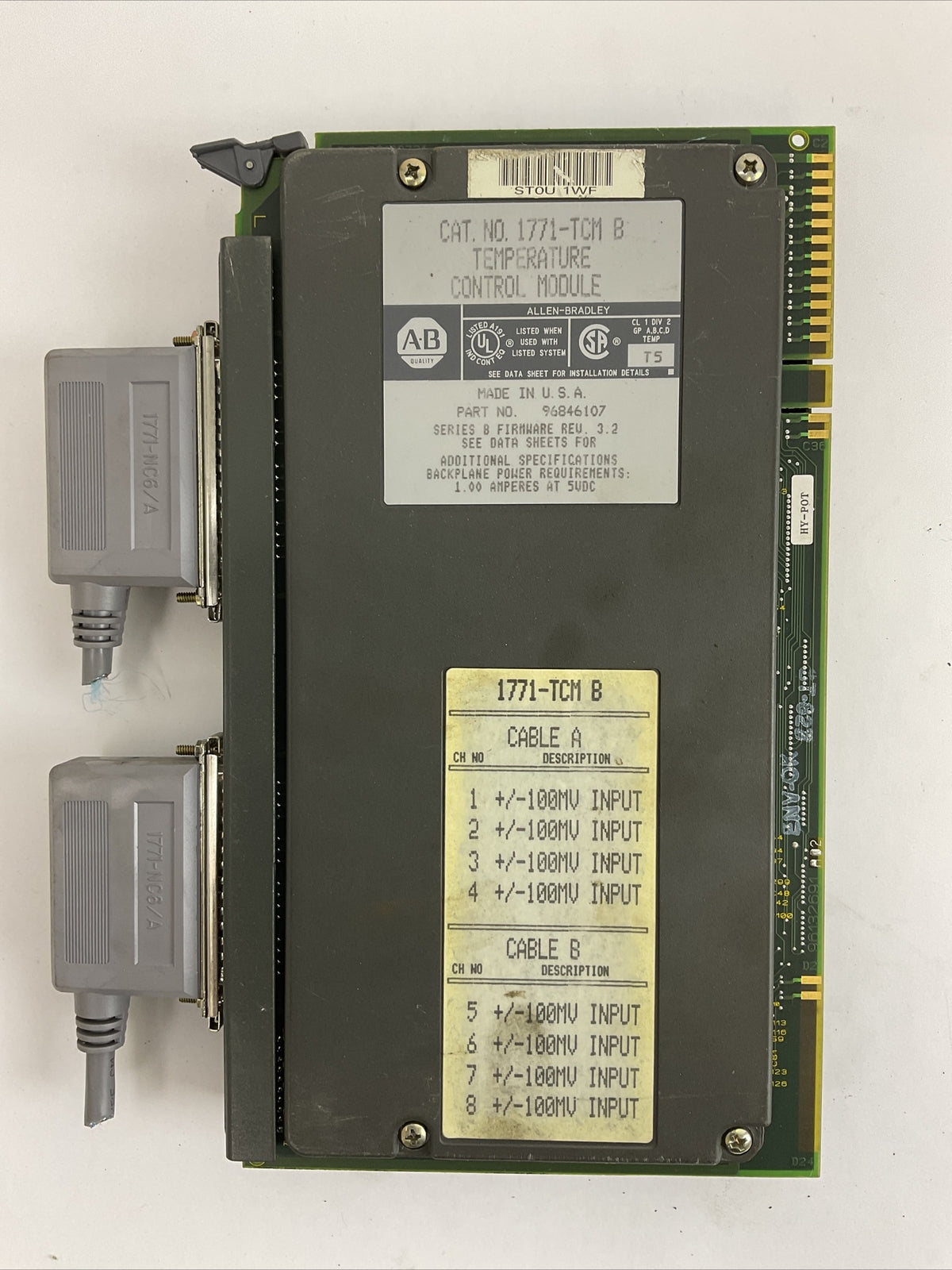 ALLEN BRADLEY 1771-TMC B TEMPERATURE CONTROL MODULE SERIES B FIRMWARE REV 3.2