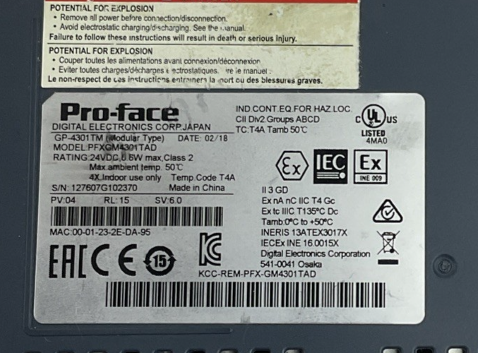 PRO-FACE KCC-REM-PFX-GM4301TAD TM CONTROLLER 24VDC PFXGM4301TAD