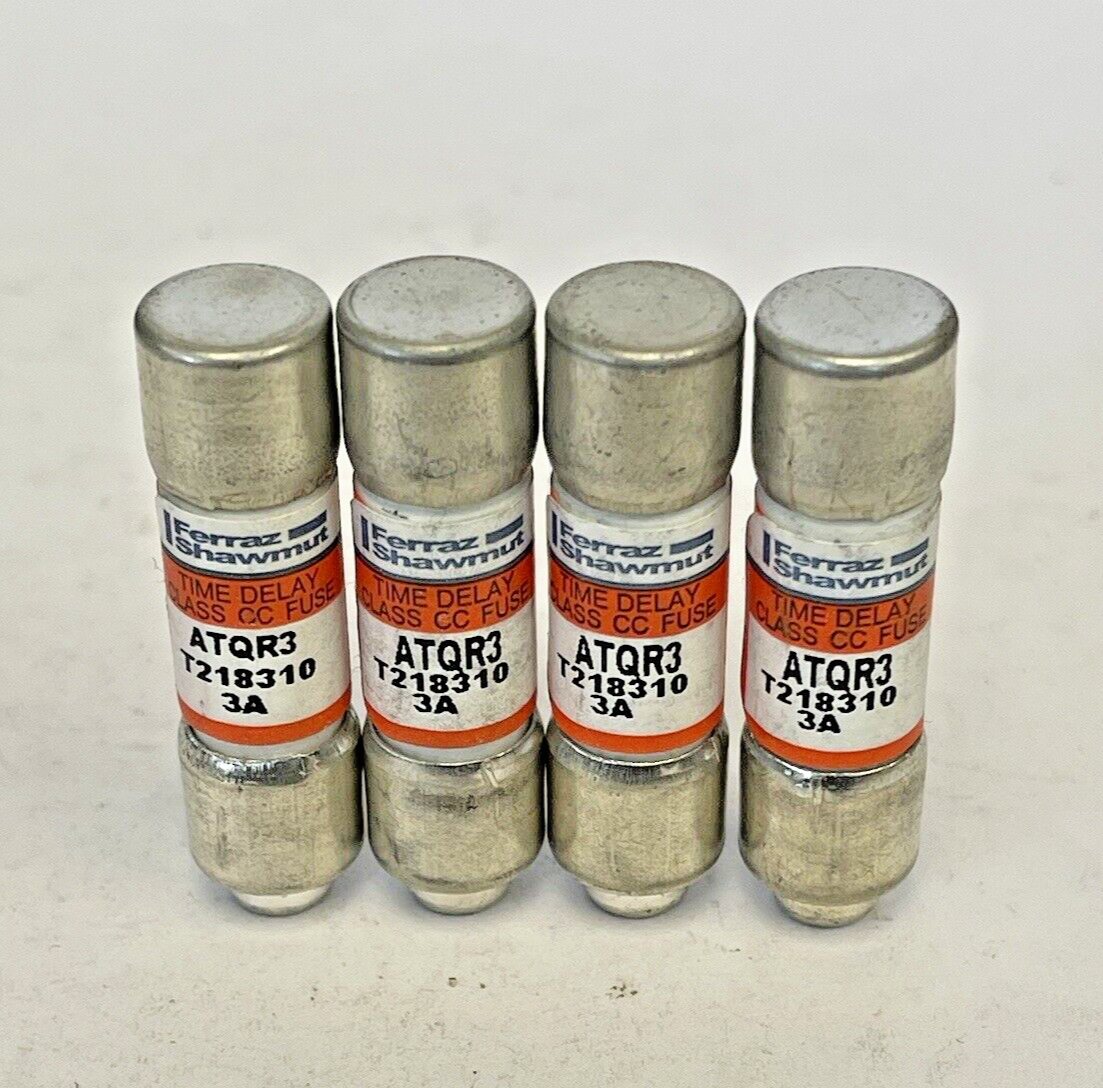 FERRAZ SHAWMUT *LOT OF 4* - ATQR3 - 3AMP, 600 VAC, TIME-DELAY, CLASS CC FUSES