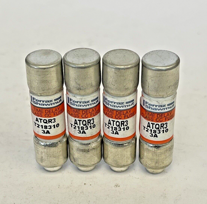 FERRAZ SHAWMUT *LOT OF 4* - ATQR3 - 3AMP, 600 VAC, TIME-DELAY, CLASS CC FUSES