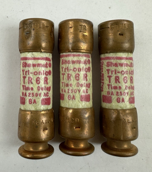 GOULD SHAWMUT TRI-ONIC TR6R TIME DELAY FUSE 6A 250V LOT OF 3