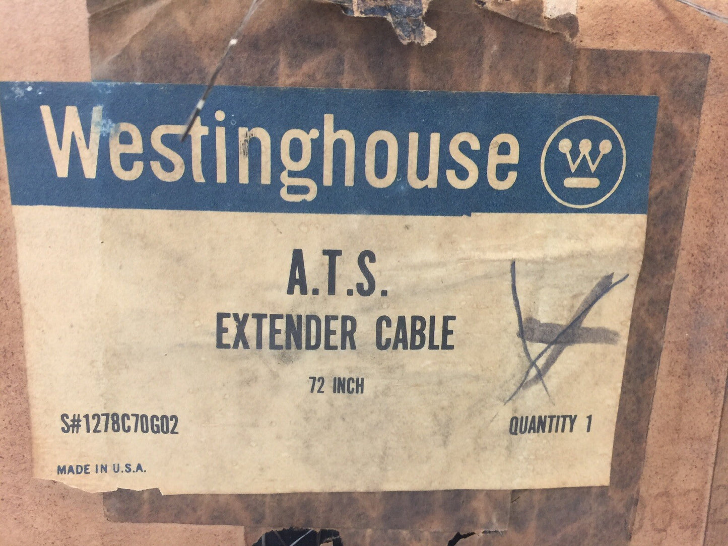 WESTINGHOUSE A.T.S. EXTENDER CABLE 72 INCHES