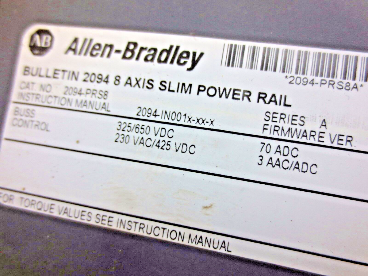 ALLEN-BRADLEY 2094-PRS8 BACKPLANE, 8-SLOT / 8 AXIS SLIM POWER RAIL