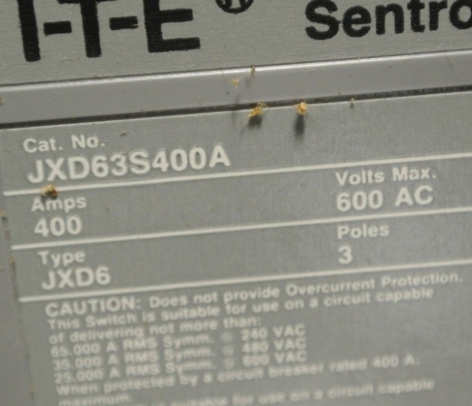 SIEMENS BDFW400 WELDER BUS PLUG w/ JXD63S400A BREAKER 600V, 400A, 3-PHASE, 3WIRE