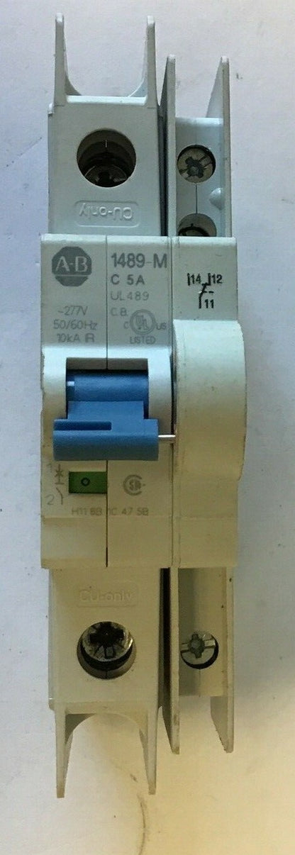 ALLEN BRADLEY 1489-M C 5A 1POLE CIRCUIT BREAKER W/ 1489-ABRA3 AUX. CURCUIT