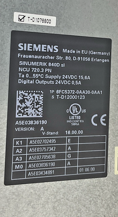 SIEMENS 6FC5372-0AA30-0AA1 CONTROL UNIT 24VDC 15.6A