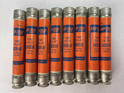 GOULD SHAWMUT A6D6-1/4 AMP-TRAP 2000 TIME DELAY FUSE 600VAC 6-1/4AMP (LOT OF 8)