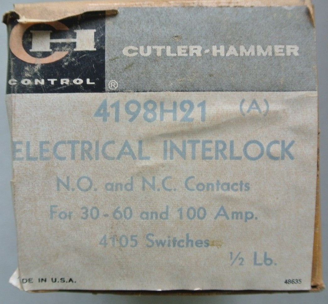 CUTLER-HAMMER 4198H21 ELECTRICAL INTERLOCK for 30-60 and 100A 4105 - NEW SURPLUS