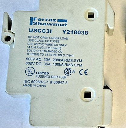 FERRAZ SHAWMUT USCC3I FUSE HOLDER 30A 600VAC 600VDC