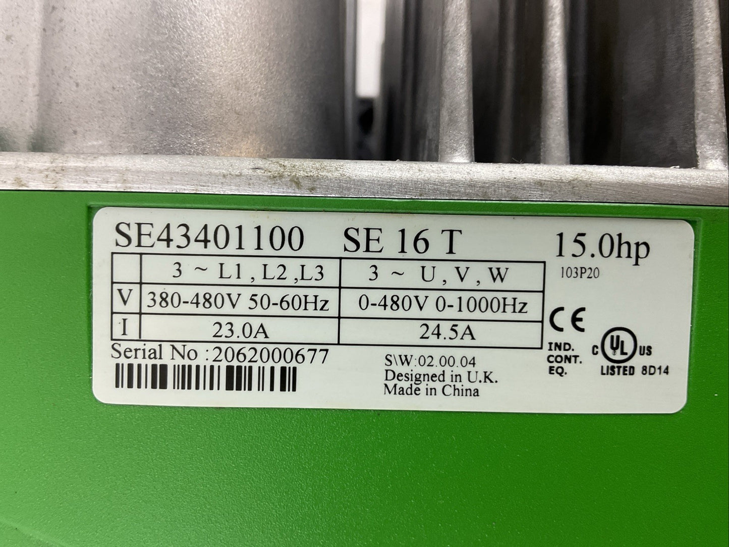 CONTROL TECHNIQUES SE 43401100 SE 16 T INVERTER DRIVE 15.0HP 380-480VAC 23.0A