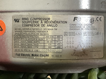 FUJI ELECTRIC VFC804A-7W RING COMPRESSOR 3PH 2POLE 50/60HZ 460V 10HP