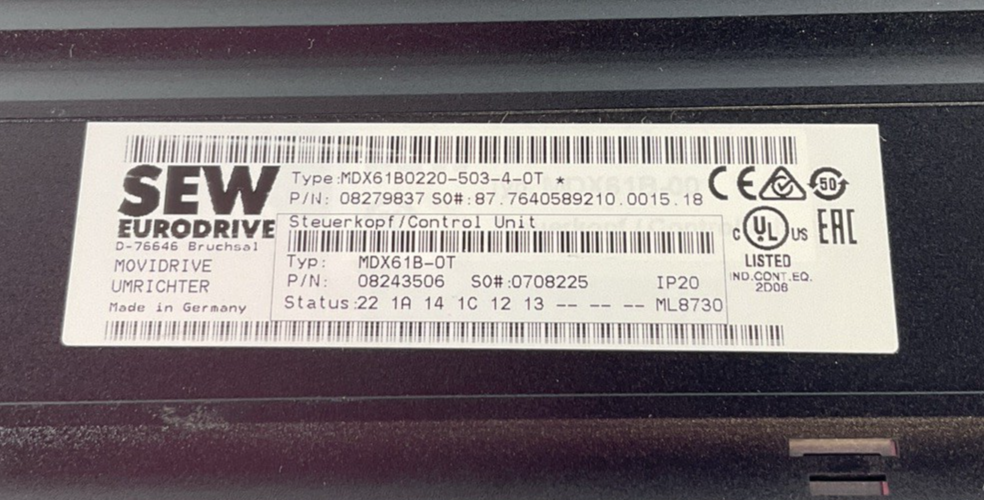 SEW EURODRIVE MDX61B0220-503-4-0T MOVIDRIVE MDX60A0220-503-4-00