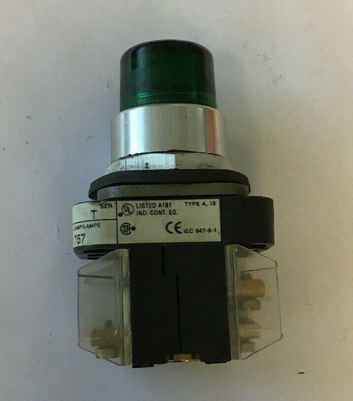ALLEN-BRADLEY 800T-QT24  SER. T GREEN PUSHBUTTON SWITCH 24VAC/DC #757 LAMP