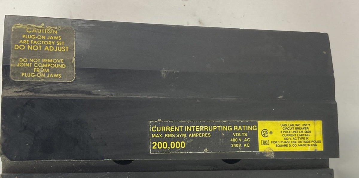SQUARE D IK34150 CIRCUIT BREAKER 150A 480VAC 3POLE