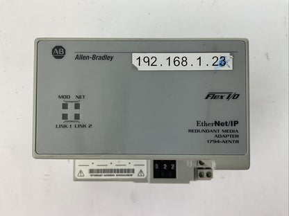 ALLEN BRADLEY 1794-AENTR SER A FW 1.013 FLEX I/O ETHERNER/IP REDUNDANT MEDIA