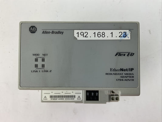 ALLEN BRADLEY 1794-AENTR SER A FW 1.013 FLEX I/O ETHERNER/IP REDUNDANT MEDIA