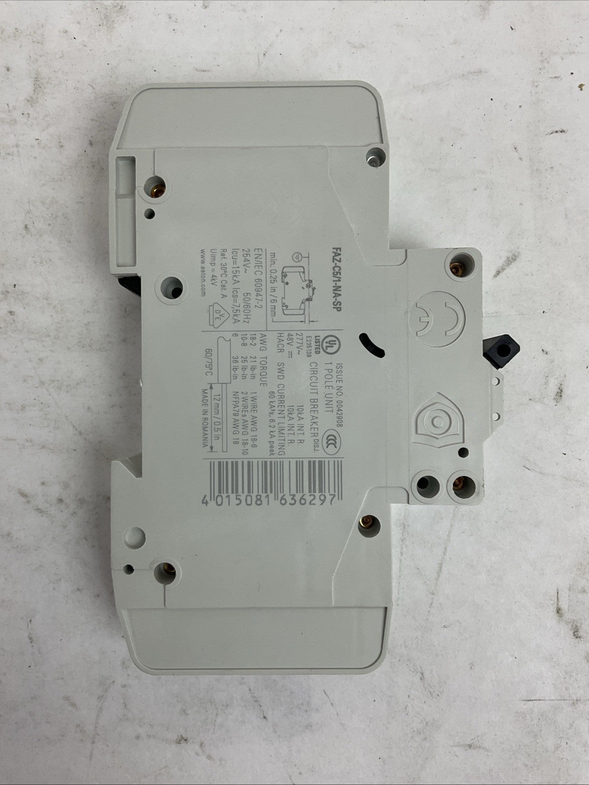 EATON FAZ-C5/1-NA-SP CIRCUIT BREAKER 5A 277VAC