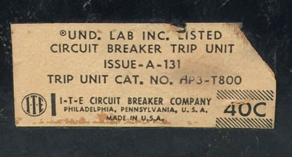 ITE GOULD HP3-T800 CIRCUIT BREAKER TRIP UNIT 800AMP