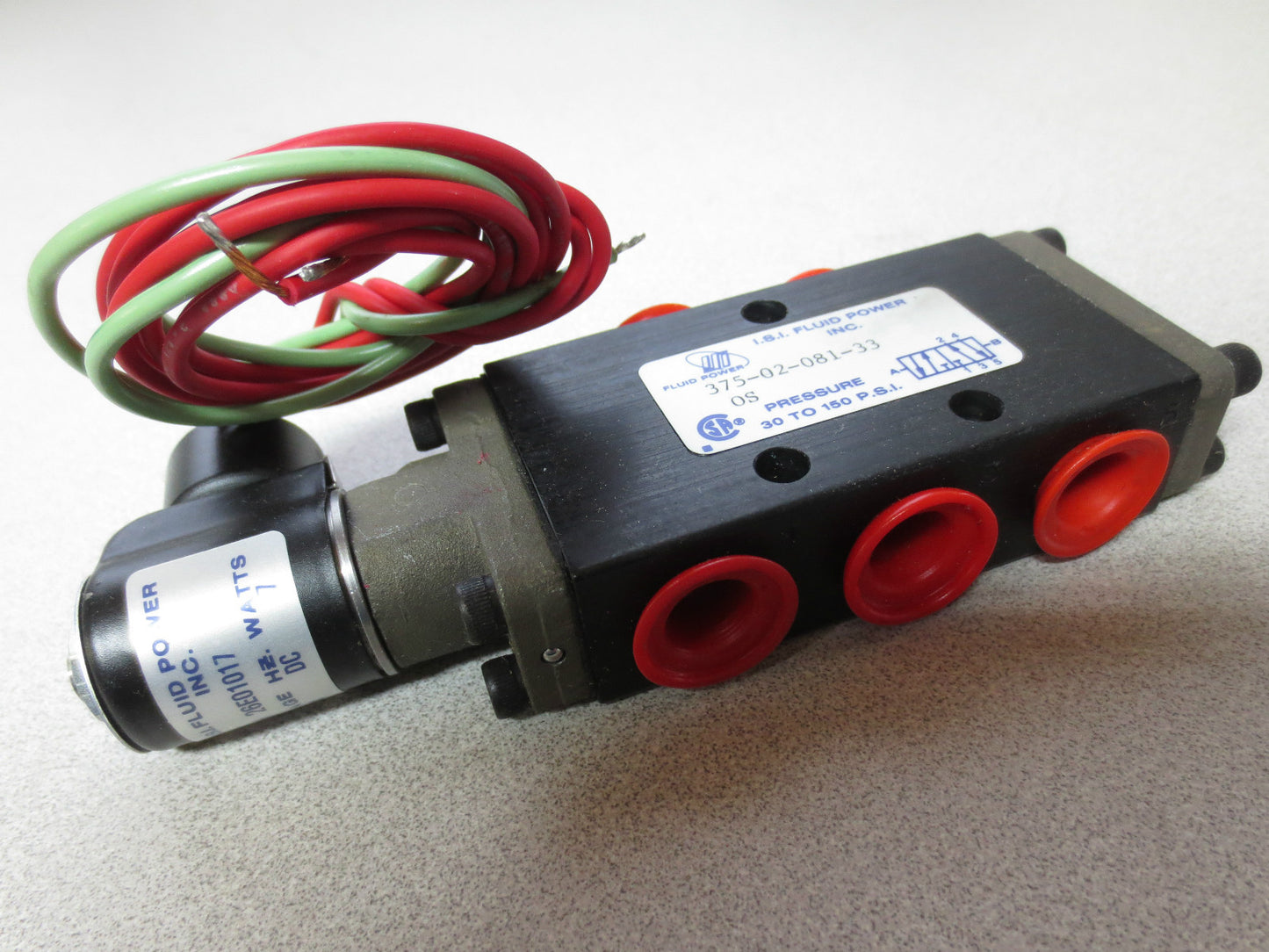 ISI FLUID POWER OMNI 375-02-081-33 AIR VALVE 24VDC 7W 30-150psi - I.S.I. SURPLUS