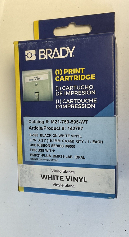 BRADY M21-750-595-WT PRINT CARTRIDGE WHITE VINYL