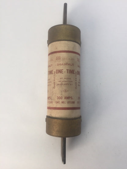 GOULD SHAWMUT OTS300 ONE-TIME FUSE 300AMP 600VAC CLASS K-5 (LOT OF 3)