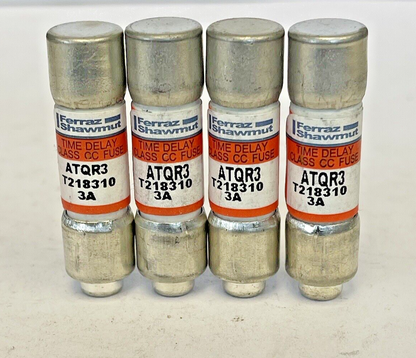 FERRAZ SHAWMUT *LOT OF 4* - ATQR3 - 3AMP, 600 VAC, TIME-DELAY, CLASS CC FUSES