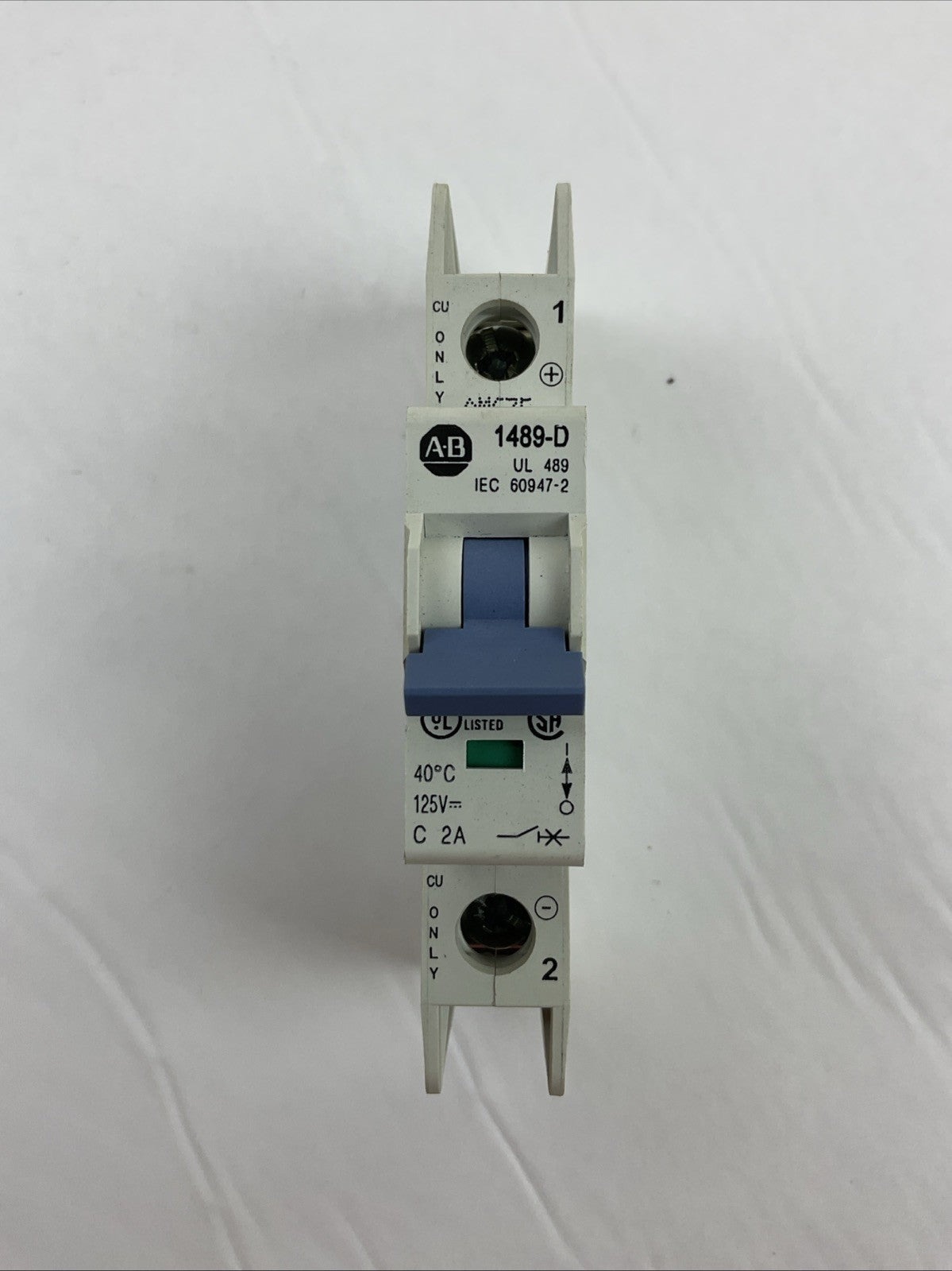 ALLEN BRADLEY 1489-D1C020 SER A CIRCUIT BREAKER 2A 1P 125VDC (LOT OF 2)