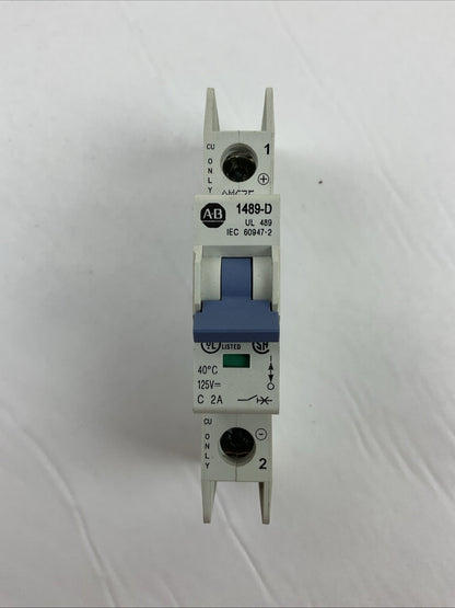 ALLEN BRADLEY 1489-D1C020 SER A CIRCUIT BREAKER 2A 1P 125VDC (LOT OF 2)