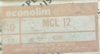 BOX of 10 / ECONOMY / FPE MCL-12 ECONOLIM FUSE / 12A / 600V