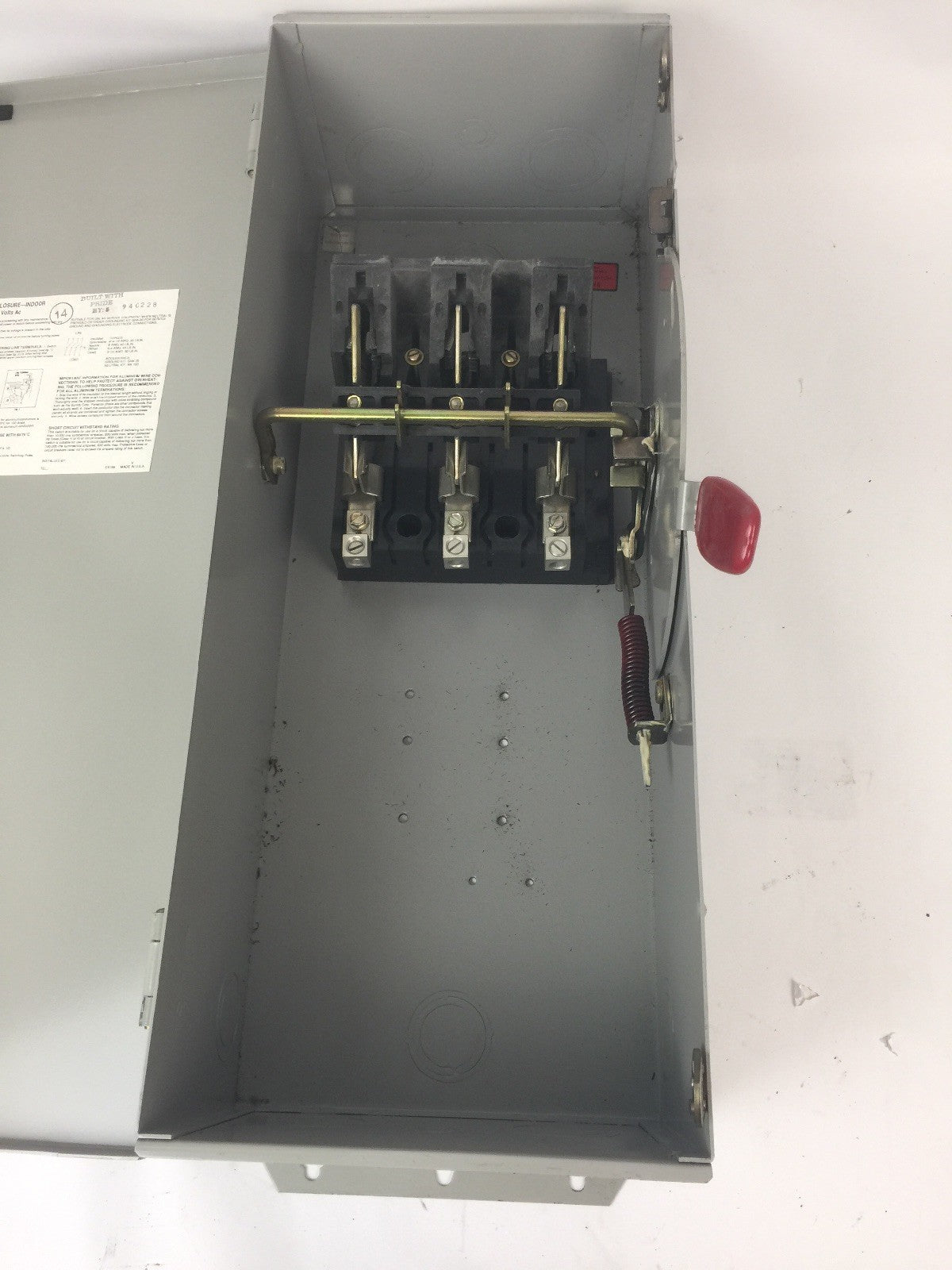 CHALLENGER HD363NFC HD SAFETY SWITCH 600VAC/DC 100AMP 75HP TYPE 1 ENCLOSURE