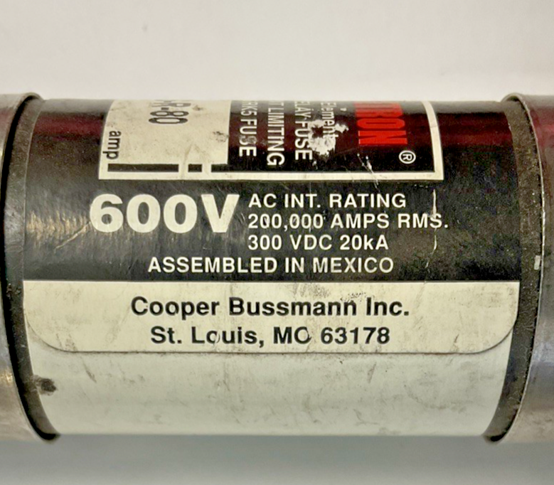 COOPER BUSSMANN FRS-R-80 FUSETRON FUSE 600VAC 300VDC 80A