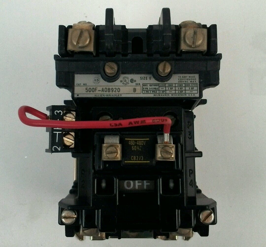 ALLEN-BRADLEY 500F-AOB920 / AC CONTACTOR / SIZE 0 / 2-POLE / NO CONTACTS