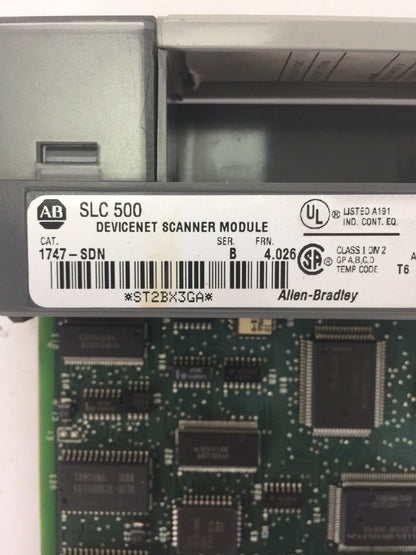 ALLEN BRADLEY 1747-SDN DEVICENET SCANNER MODULE  SER B FRN 4.026 SLC 500