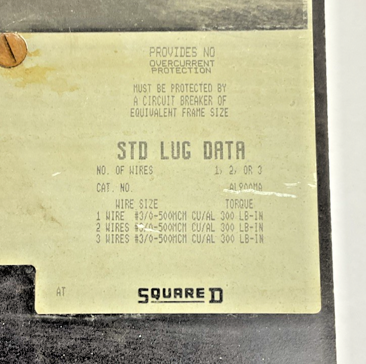 SQUARE D SL800 SUB-FEED LUG 800A 600VAC 3POLE SER.2