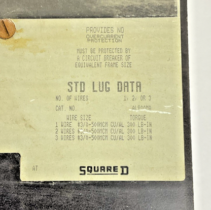 SQUARE D SL800 SUB-FEED LUG 800A 600VAC 3POLE SER.2