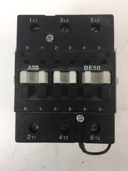 ABB BE50 CONTACTOR 600V 65A 3 POLE COIL 24VDC WITH CA L7 & CD L7 AUXILIARY CONTA
