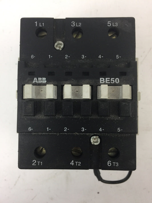 ABB BE50 CONTACTOR 600V 65A 3 POLE COIL 24VDC WITH CA L7 & CD L7 AUXILIARY CONTA