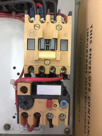 ALLEN BRADLEY 198-E14A08A07 MOTOR CONTROL 480V 2HP 198-M14P08T 112-A09ABB42-1