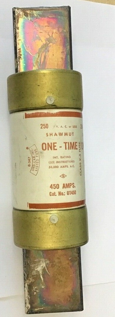 SHAWMUT OT450 450A 250VAC ONE-TIME FUSE CLASS K-5