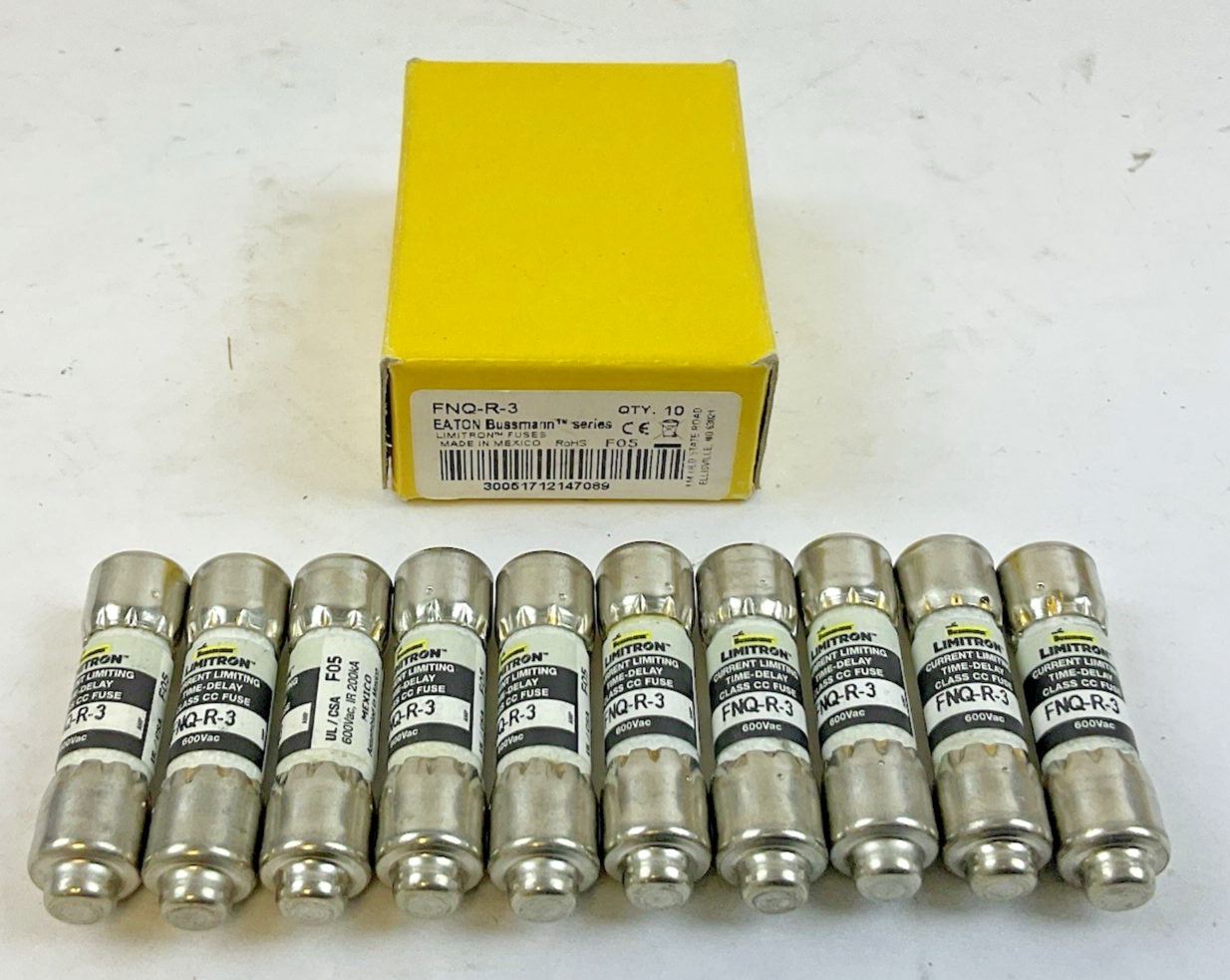 EATON BUSSMANN LIMITRON FNQ-R-3 TIME-DELAY FUSE 3A 600V LOT OF 10