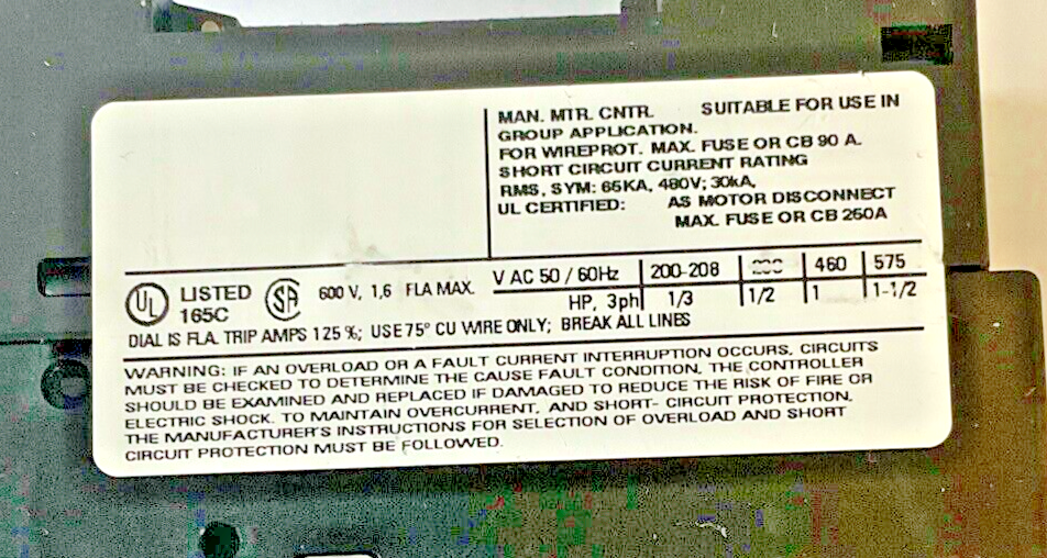 SIEMENS 3RV1421-1AA10 MOTOR CONTROL 3RV1901-1E 33A 480V***LOTOF2***