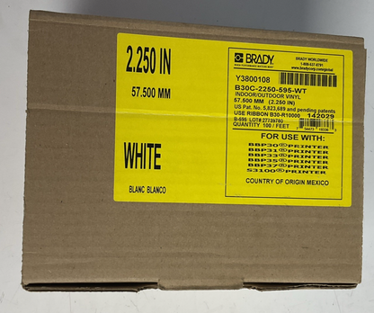 BRADY B30C-2250-595-WT INDOOR/OUTDOOR WHITE VINYL 2.25"