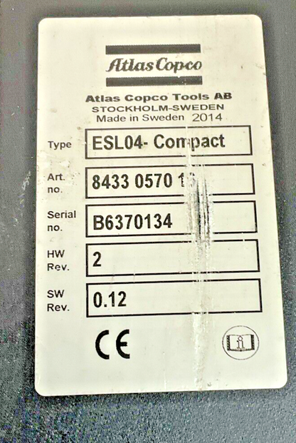 ATLAS COPCO ESL04-COMPACT STACK LIGHT ASSEMBLY W/O KEY HW REV.2 SW REV 0.12
