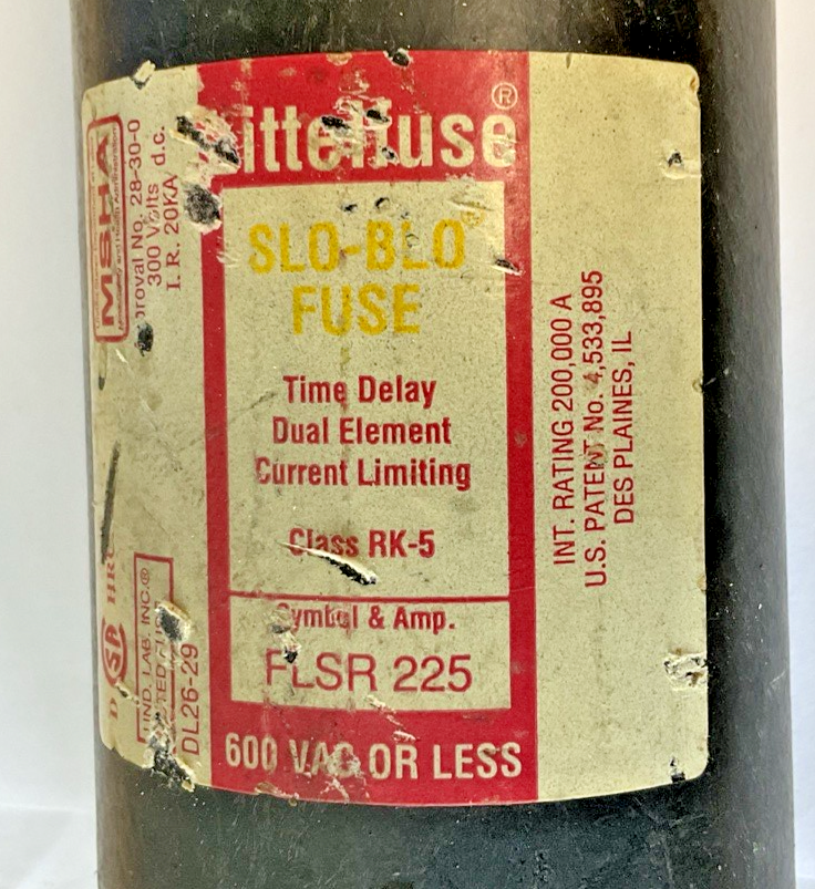 LITTLEFUSE FLSR225 SLO-BLO FUSE CLASS RK5 600VAC TIME DELAY