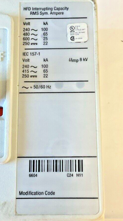 CUTLER HAMMER HFD3150L CIRCUIT BREAKER HFD 65K 150AMP 250VDC 600VAC 3POLE