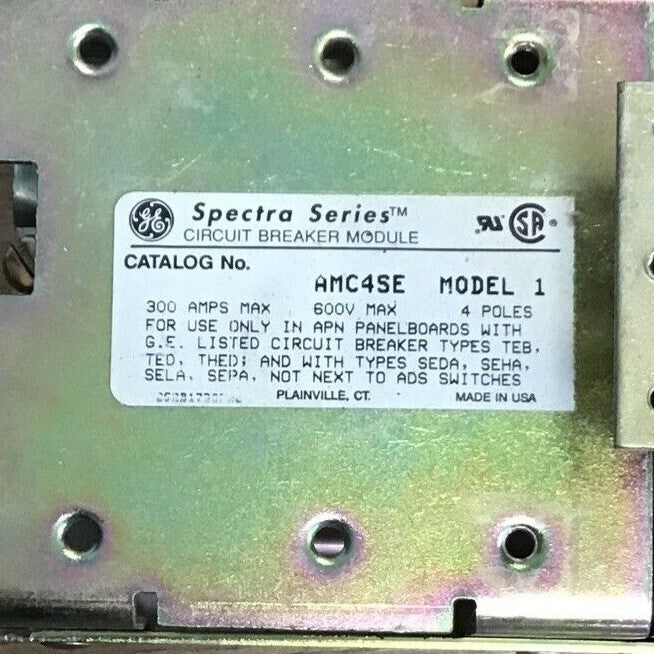GENERAL ELECTRIC CIRCUIT BREAKER MODULE  AMC4SE MODEL 1 4POLE 600V 300AMPS