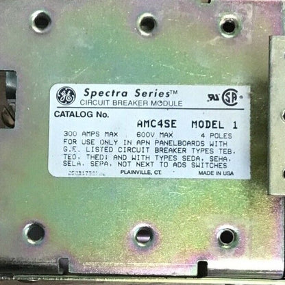 GENERAL ELECTRIC CIRCUIT BREAKER MODULE  AMC4SE MODEL 1 4POLE 600V 300AMPS