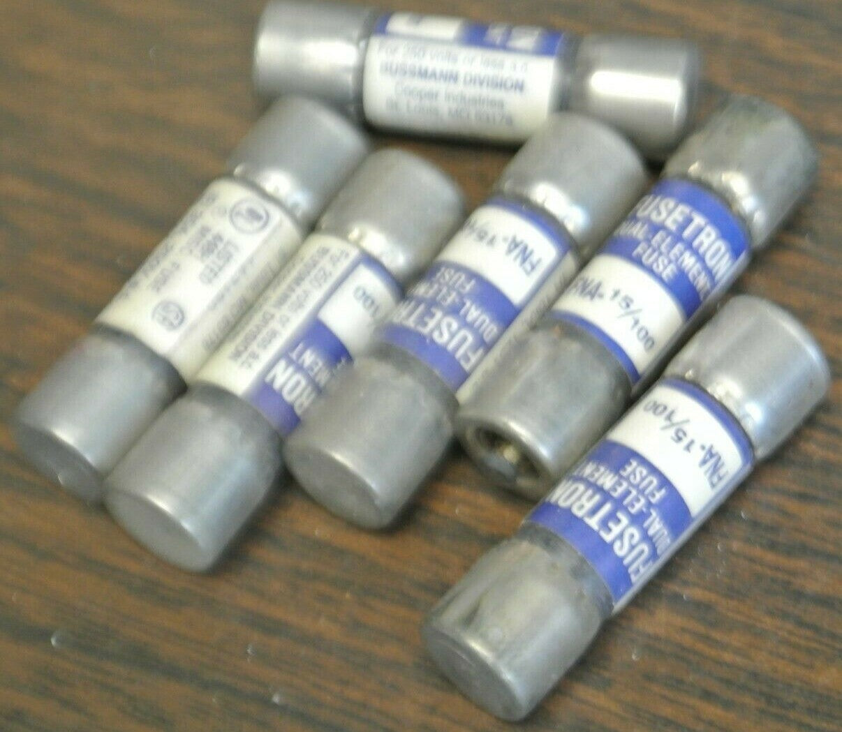 LOT of 6 / BUSS FNA15/100 FUSETRON FUSE / 15/100A (.15A) / 250V / NEW SURPLUS